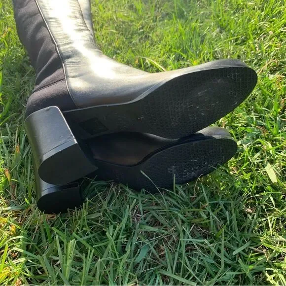 Stuart Weitzman 5050 Over the Knee Boots- Black Leather City Block Heel Size 4 - Picture 7 of 8
